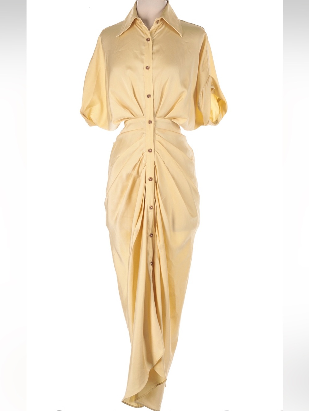 Mable Yellow Button Front Wrap Maxi Dress Size S